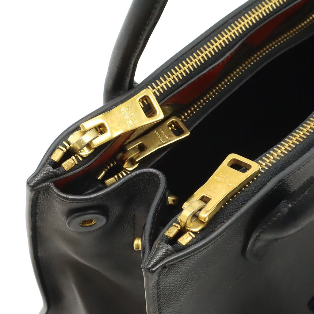 Prada Paradigm 2-Way Shoulder Bag Saffiano Leather Nero Black Fuoco Red — view 7
