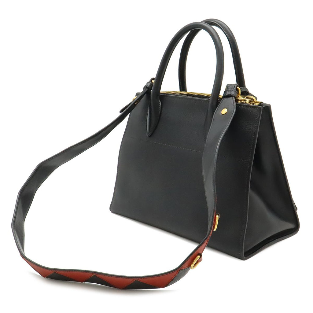 Prada Paradigm 2-Way Shoulder Bag Saffiano Leather Nero Black Fuoco Red — view 2