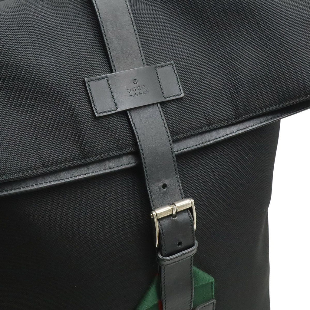 Gucci Band Techno Canvas Webline Sherry Backpack Leather Black Green Red — view 8