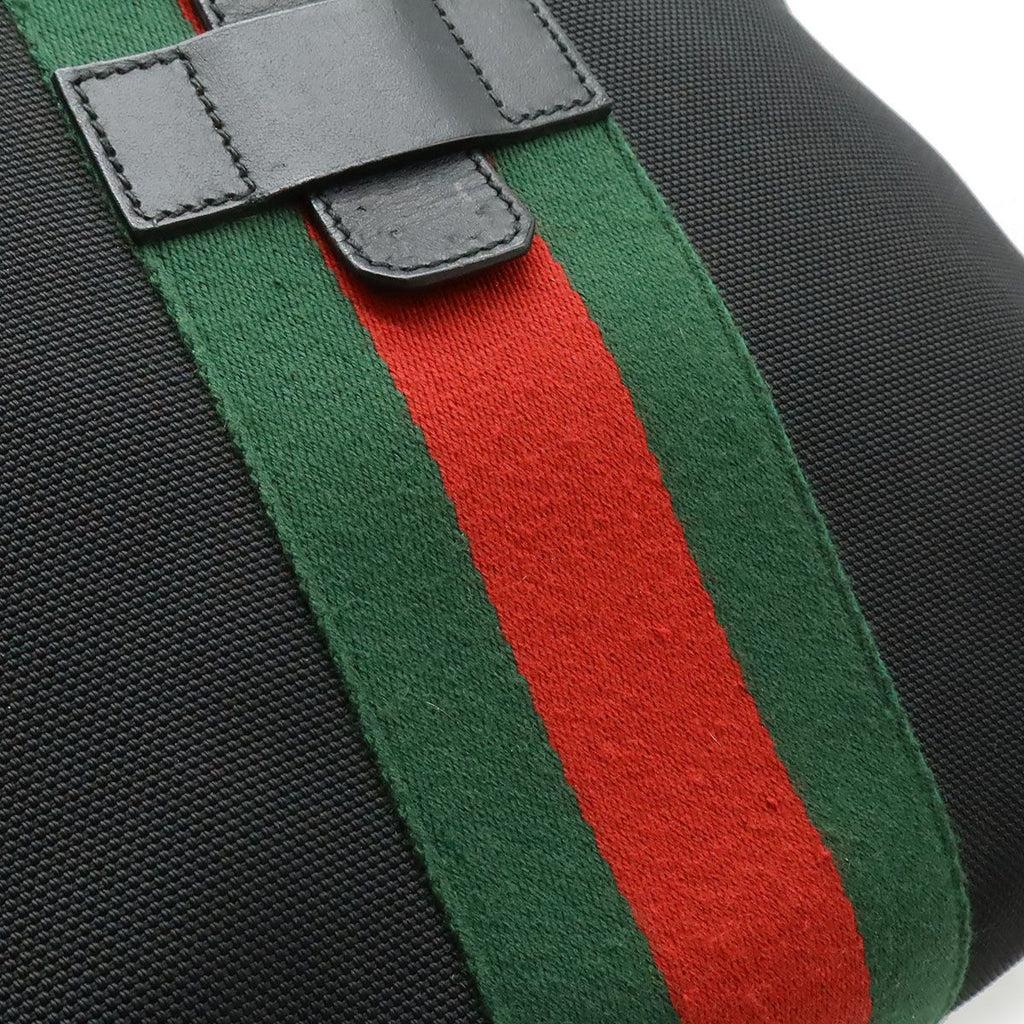 Gucci Band Techno Canvas Webline Sherry Backpack Leather Black Green Red — view 9