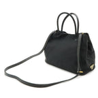 Prada Logo Jacquard Ribbon 2-Way Shoulder Bag Nylon Nero Black Gold — view 2