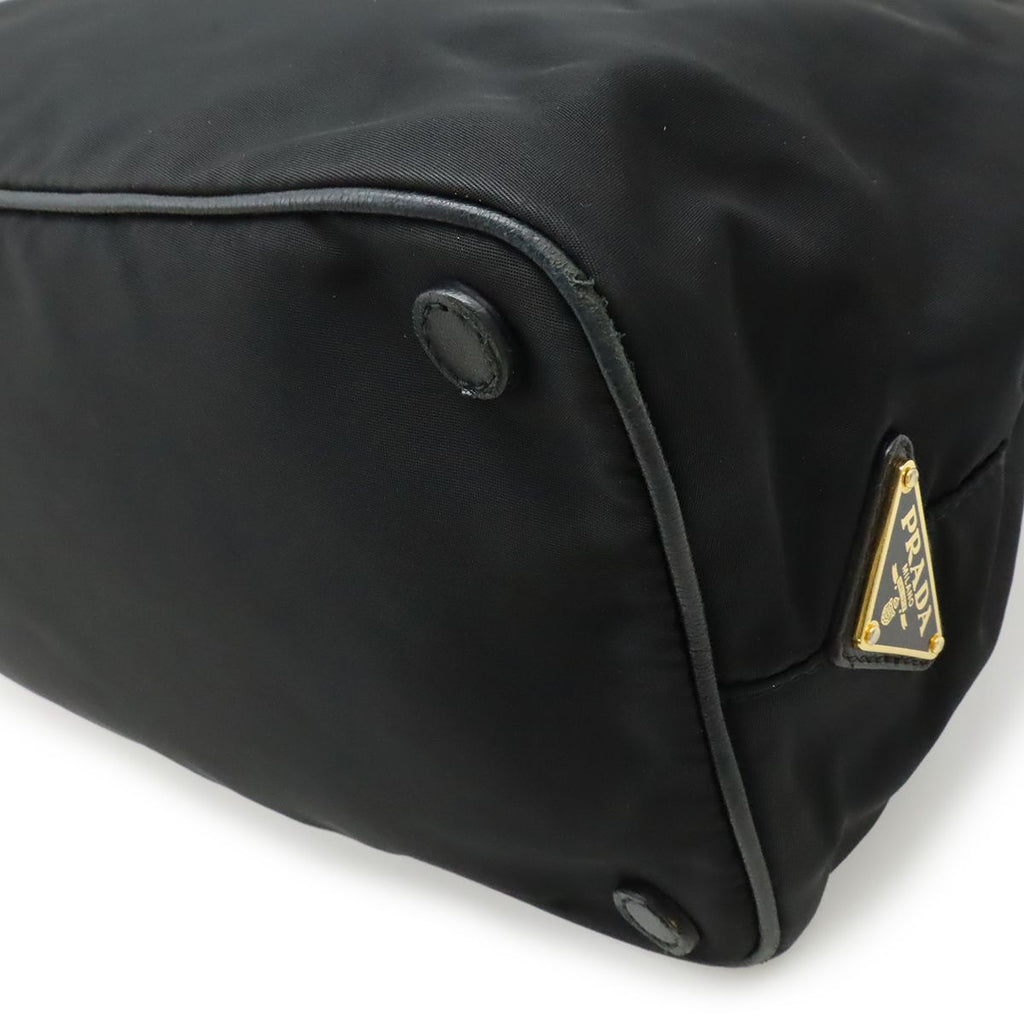 Prada Logo Jacquard Ribbon 2-Way Shoulder Bag Nylon Nero Black Gold — view 3