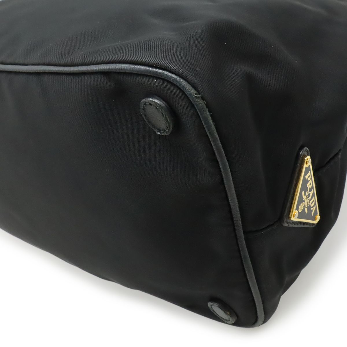 Prada Logo Jacquard Ribbon 2-Way Shoulder Bag Nylon Nero Black Gold — view 3