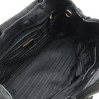 Prada Logo Jacquard Ribbon 2-Way Shoulder Bag Nylon Nero Black Gold — view 7