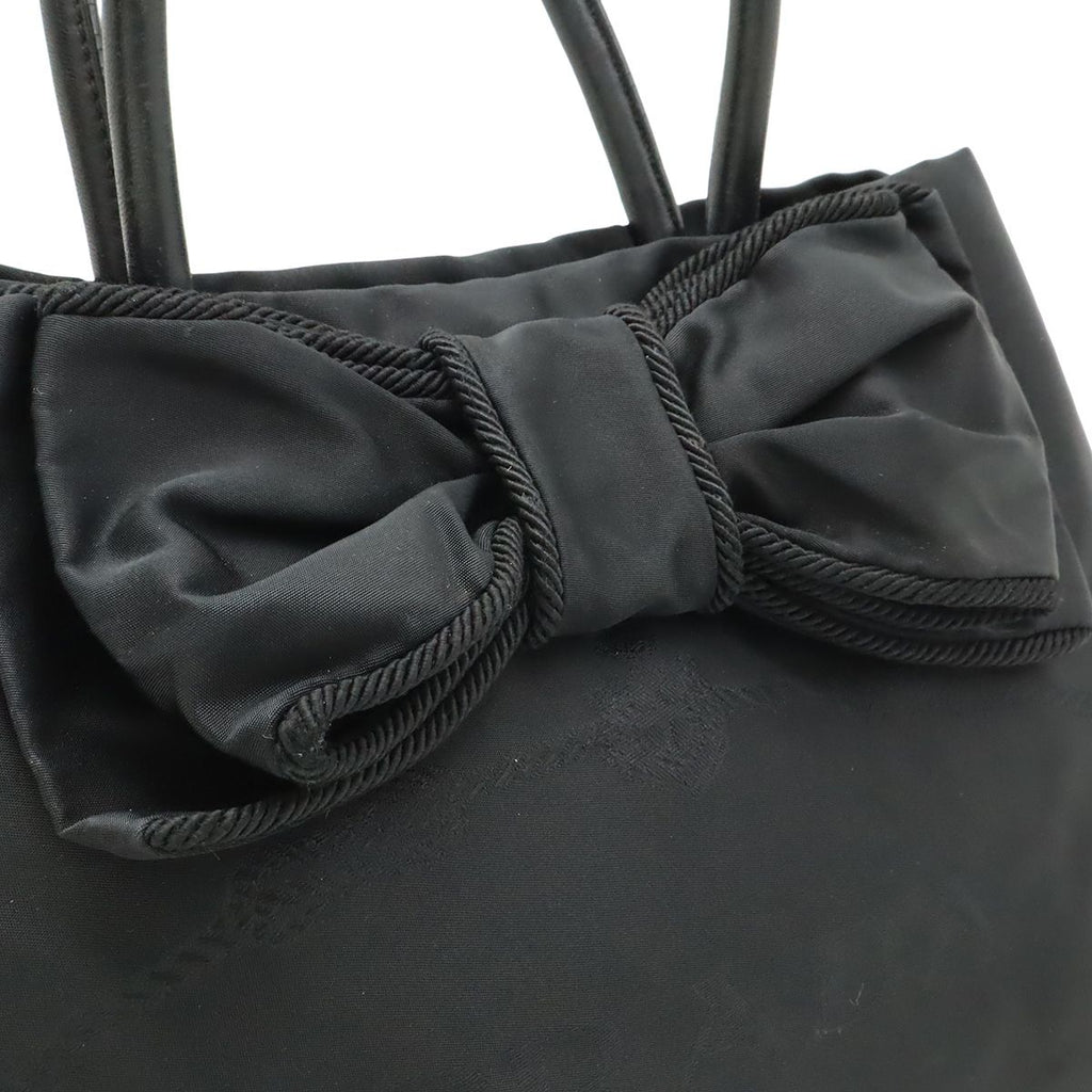 Prada Logo Jacquard Ribbon 2-Way Shoulder Bag Nylon Nero Black Gold — view 8