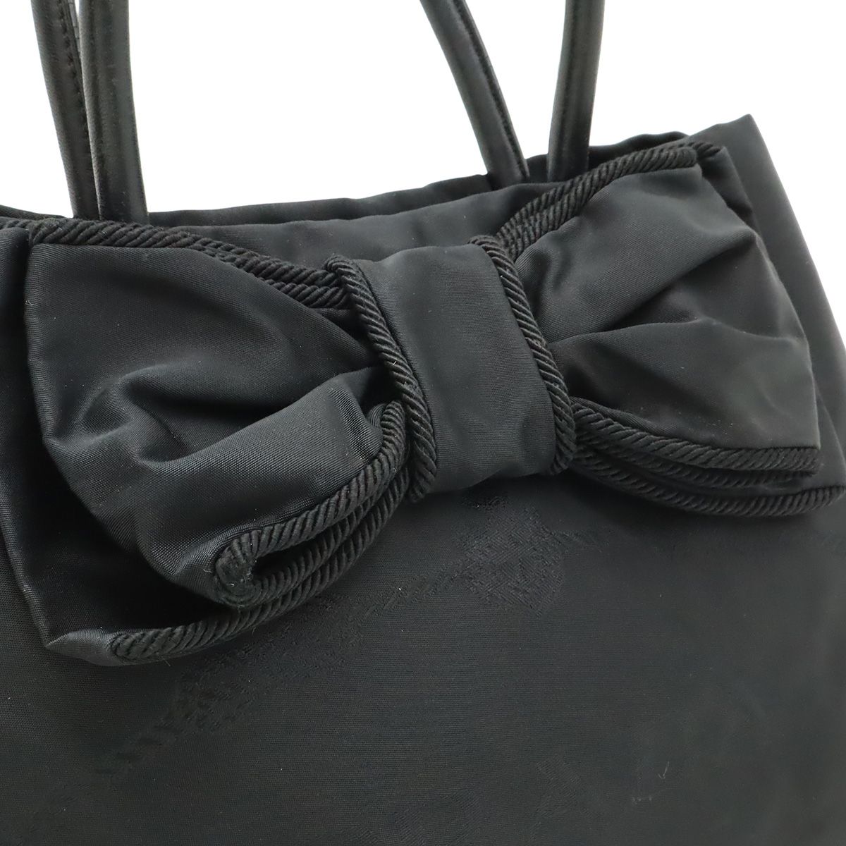 Prada Logo Jacquard Ribbon 2-Way Shoulder Bag Nylon Nero Black Gold — view 8