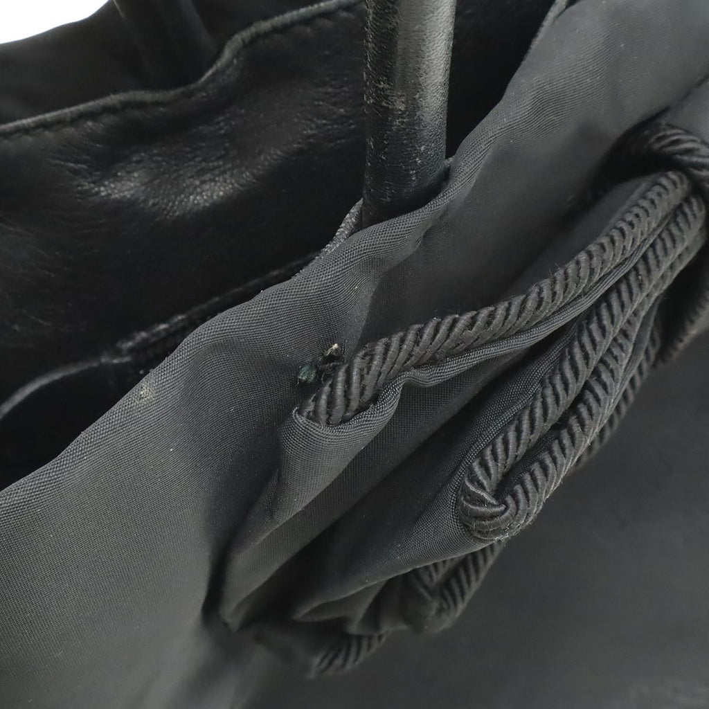 Prada Logo Jacquard Ribbon 2-Way Shoulder Bag Nylon Nero Black Gold — view 9