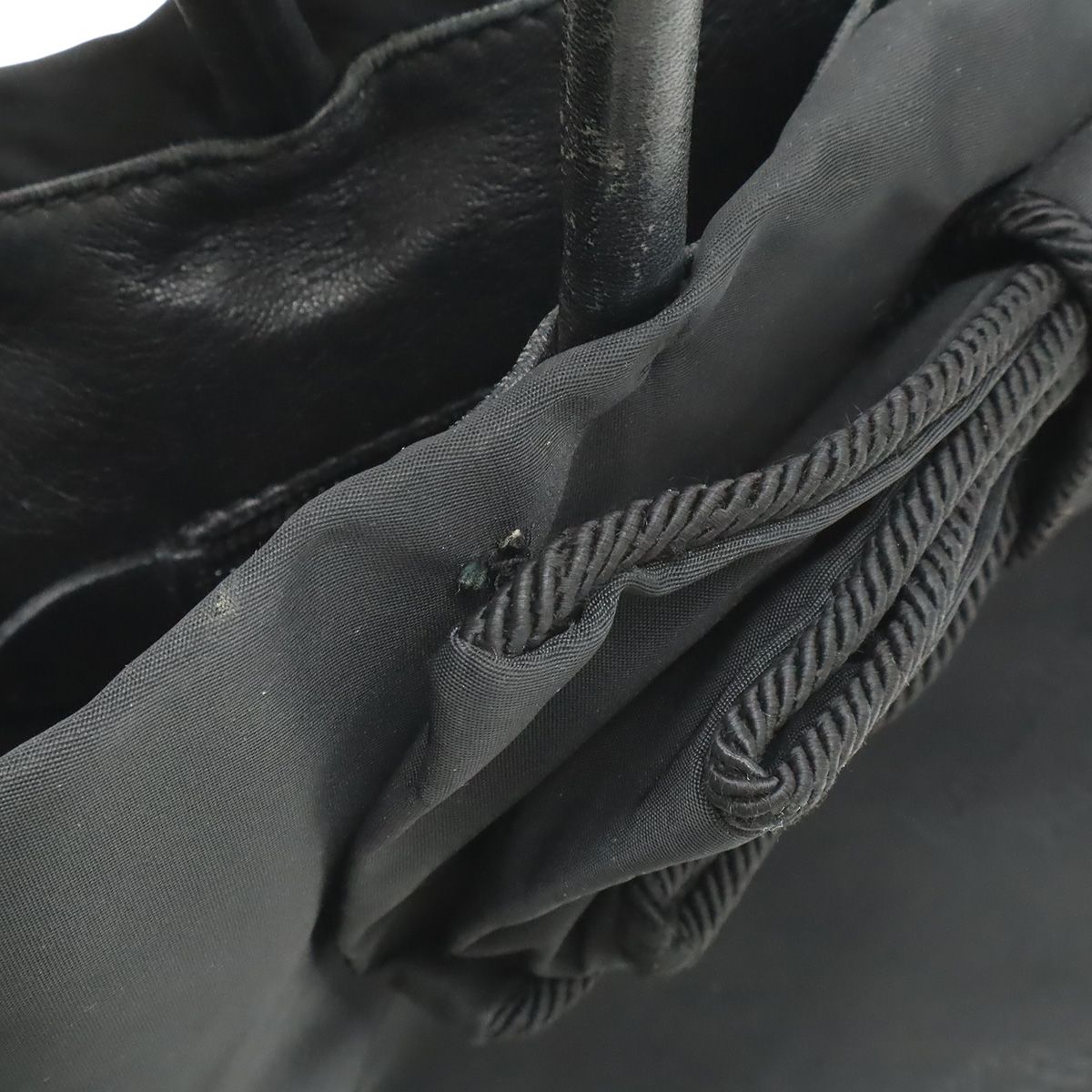 Prada Logo Jacquard Ribbon 2-Way Shoulder Bag Nylon Nero Black Gold — view 9