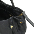 Prada Logo Jacquard Ribbon 2-Way Shoulder Bag Nylon Nero Black Gold — view 5