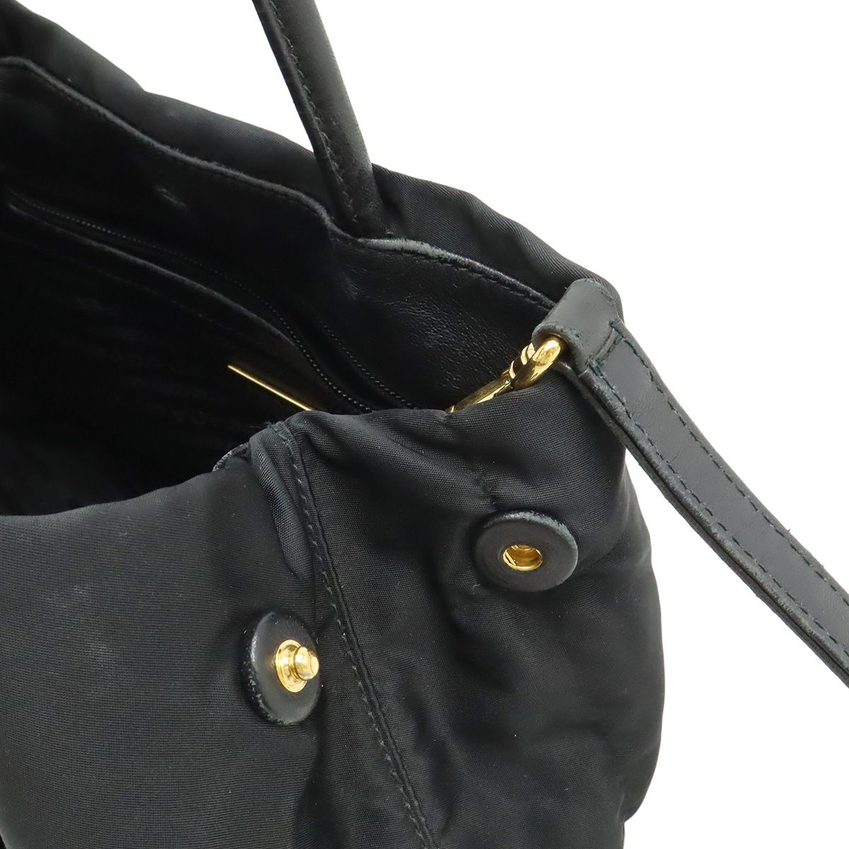 Prada Logo Jacquard Ribbon 2-Way Shoulder Bag Nylon Nero Black Gold — view 5