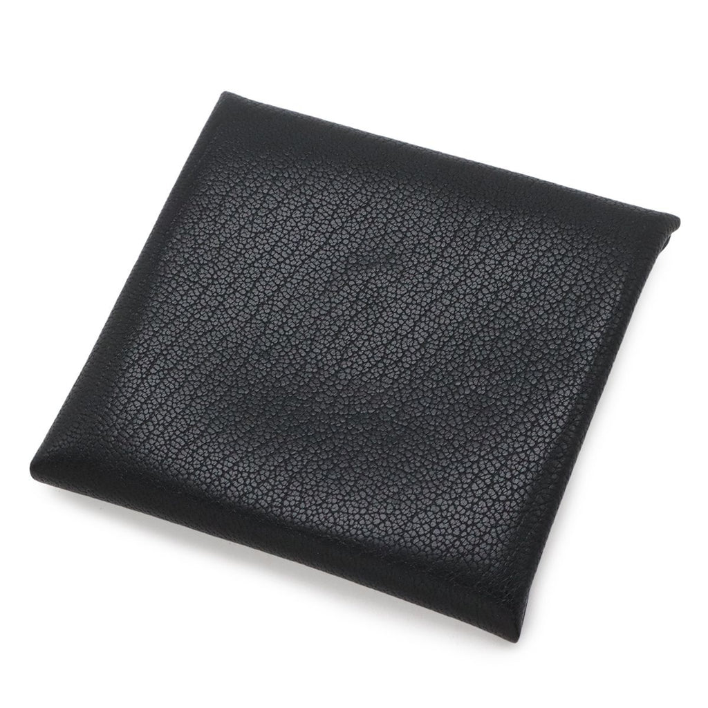 Hermes Bastia Coin Purse Chevre Leather Black Silver — view 2