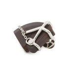 Hermes Brooch Cheval Brown Silver Metal — view 2