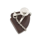 Hermes Brooch Cheval Brown Silver Metal — view 3