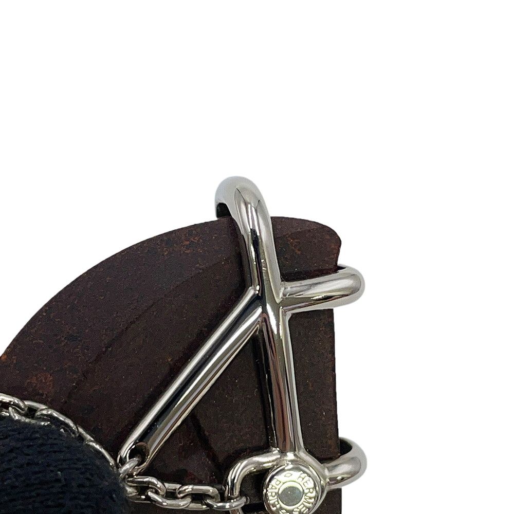 Hermes Brooch Cheval Brown Silver Metal — view 8