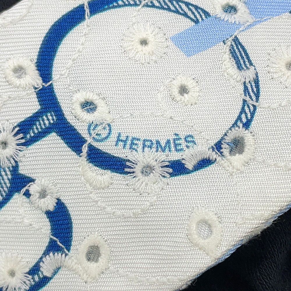 Hermes Scarf Twilly Re Boucles Broderie Anglaise Blue-blanc Marine — view 7
