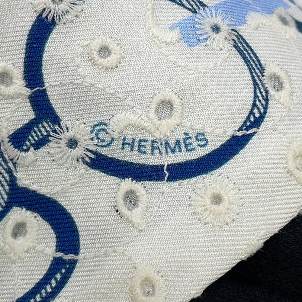 Hermes Scarf Twilly Re Boucles Broderie Anglaise Blue-blanc Marine — view 8