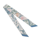 Hermes Scarf Twill Faubourg Lover Silk Blue Moyen White Pink — view 3