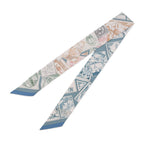 Hermes Scarf Twill Faubourg Lover Silk Blue Moyen White Pink — view 2