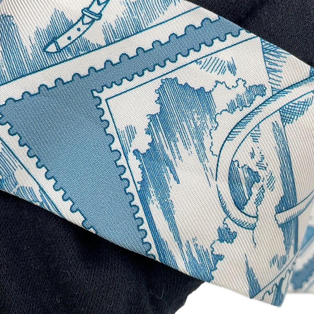 Hermes Scarf Twill Faubourg Lover Silk Blue Moyen White Pink — view 5