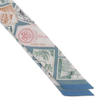 Hermes Scarf Twill Faubourg Lover Silk Blue Moyen White Pink — view 4