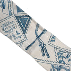 Hermes Scarf Twill Faubourg Lover Silk Blue Moyen White Pink — view 7