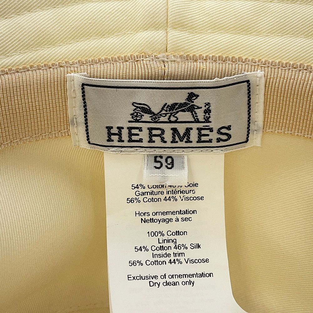 Hermes Hat Harper-h Electric Embroidery Cotton 59 Bucket Blanc Lotus — view 7