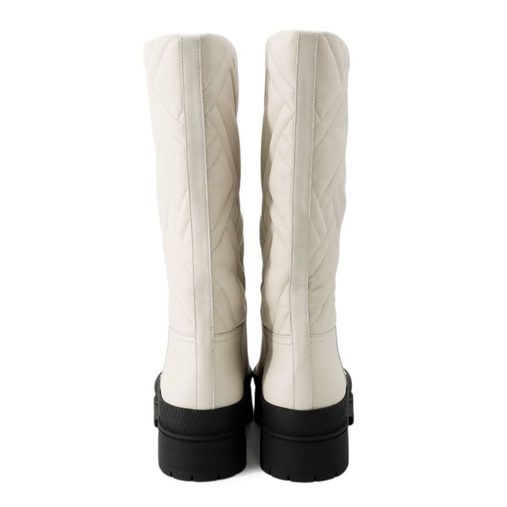 Hermes Boots Leather 36.5 Shoes White Black — view 3