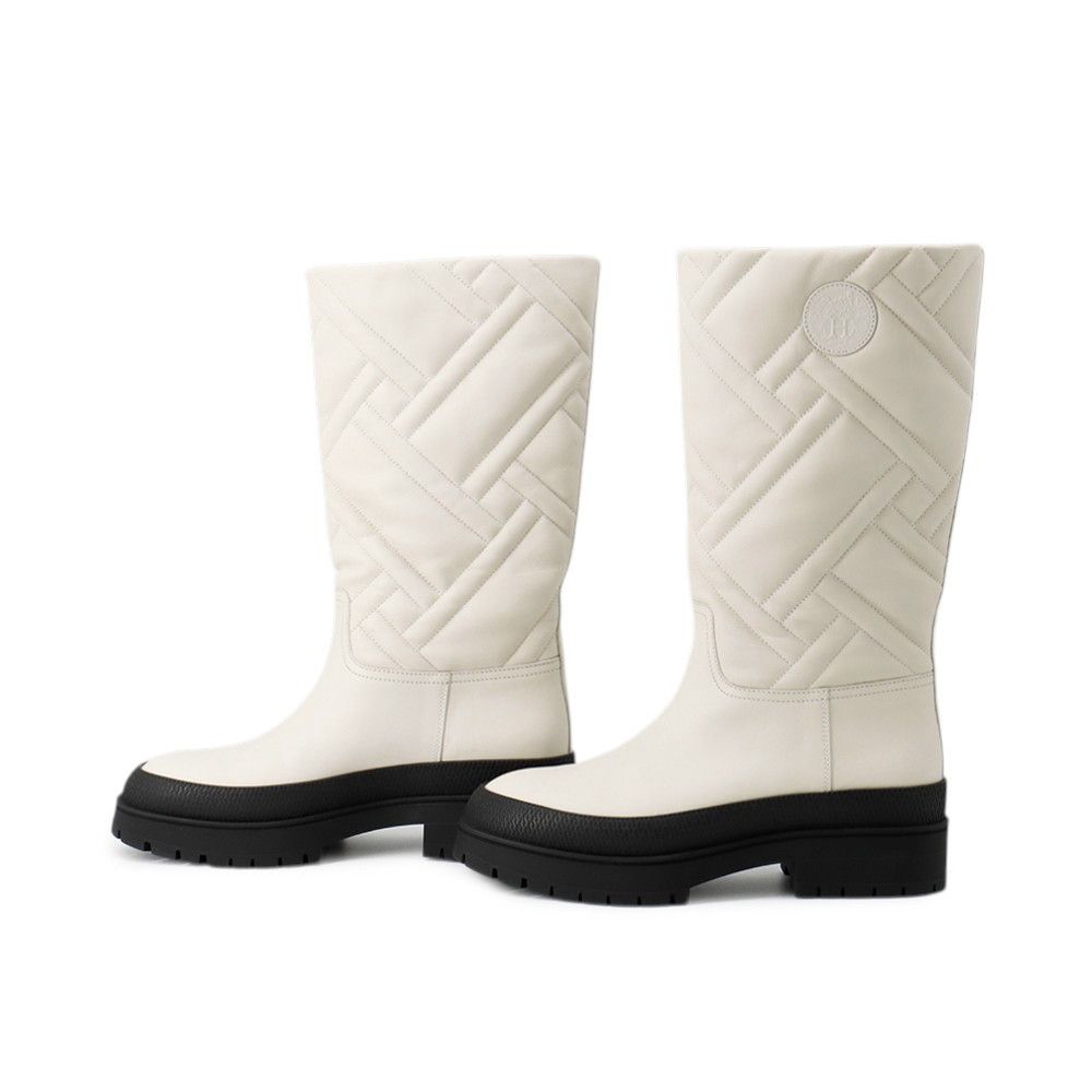 Hermes Boots Leather 36.5 Shoes White Black — view 2