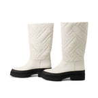 Hermes Boots Leather 36.5 Shoes White Black — view 2