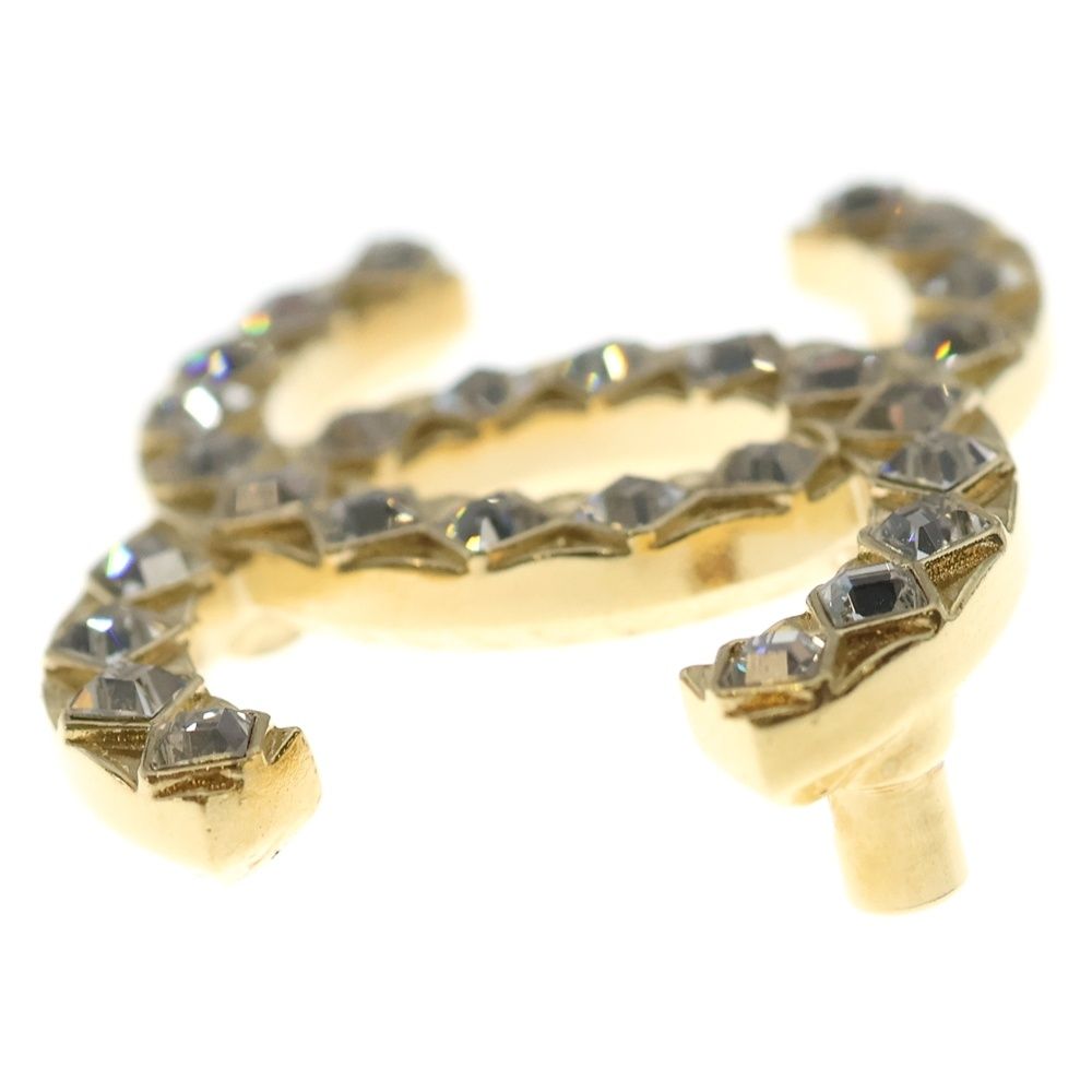 Chanel CC Logo Rhinestone Pin Badge Brooch Gold — view 3
