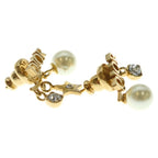 Dior Logo Faux Pearl Earrings Gold — view 4