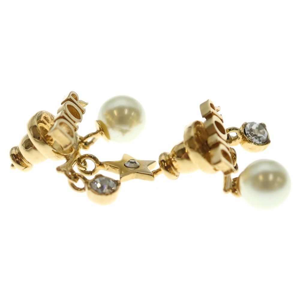 Dior Logo Faux Pearl Earrings Gold — view 4