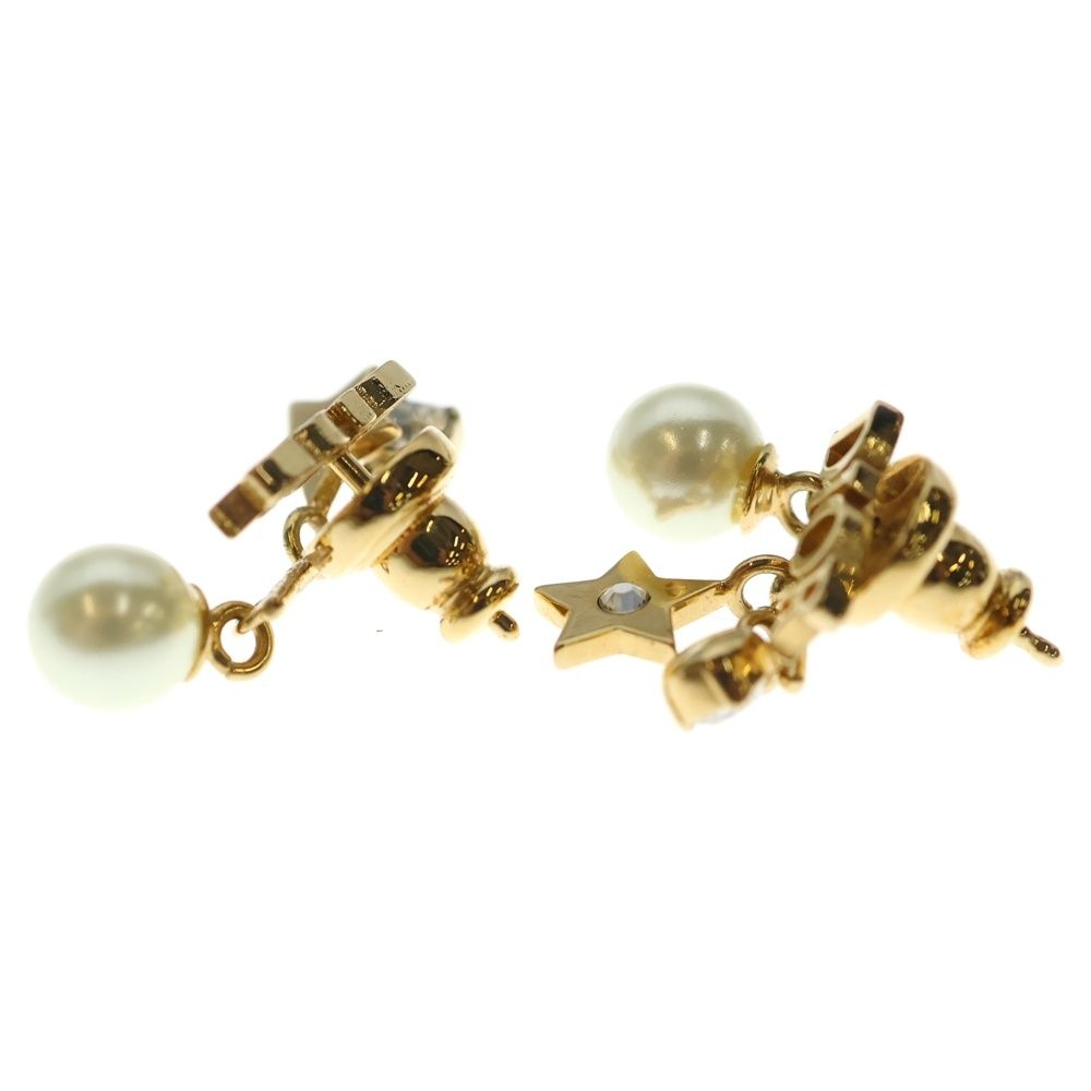 Dior Logo Faux Pearl Earrings Gold — view 3