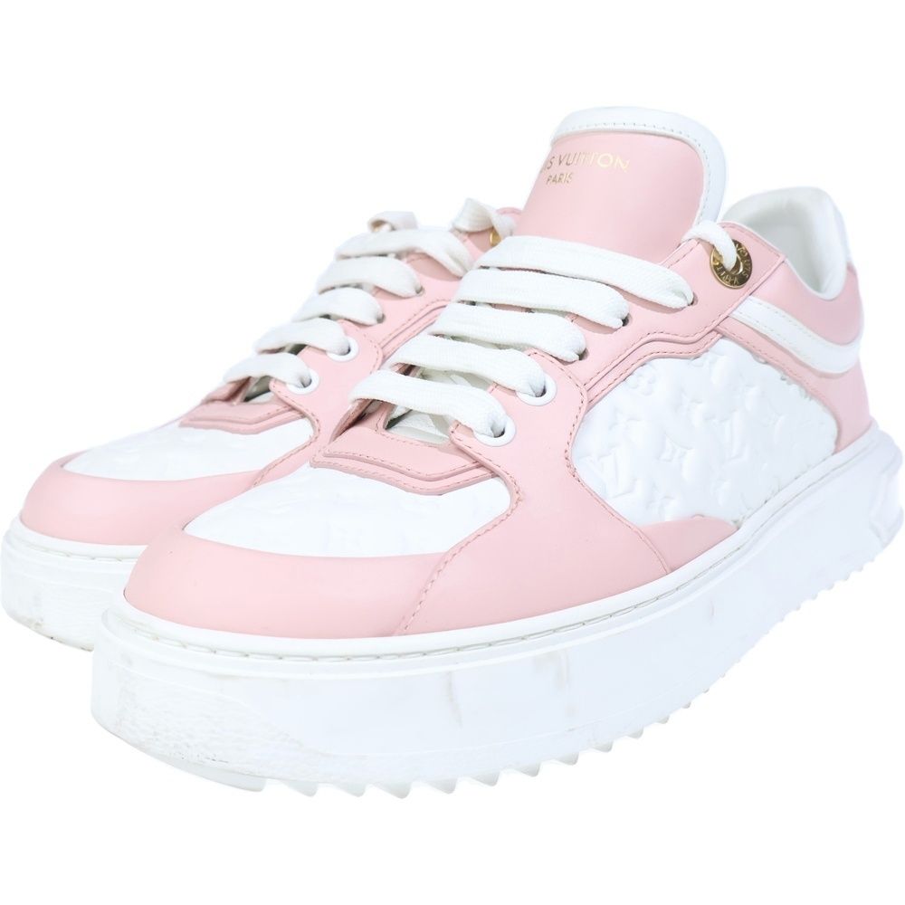 Louis Vuitton Time Out Sneaker Monogram Low Cut Sneakers Pink White — view 2