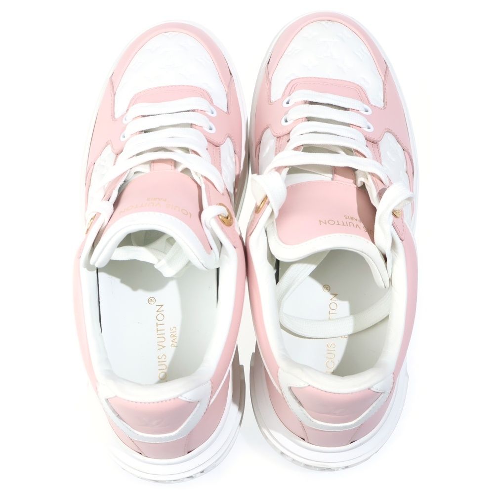 Louis Vuitton Time Out Sneaker Monogram Low Cut Sneakers Pink White — view 4