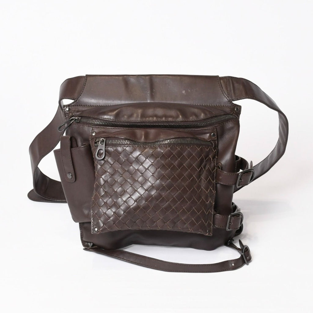Bottega Veneta Intrecciato Waist Bag Brown Leather Antique