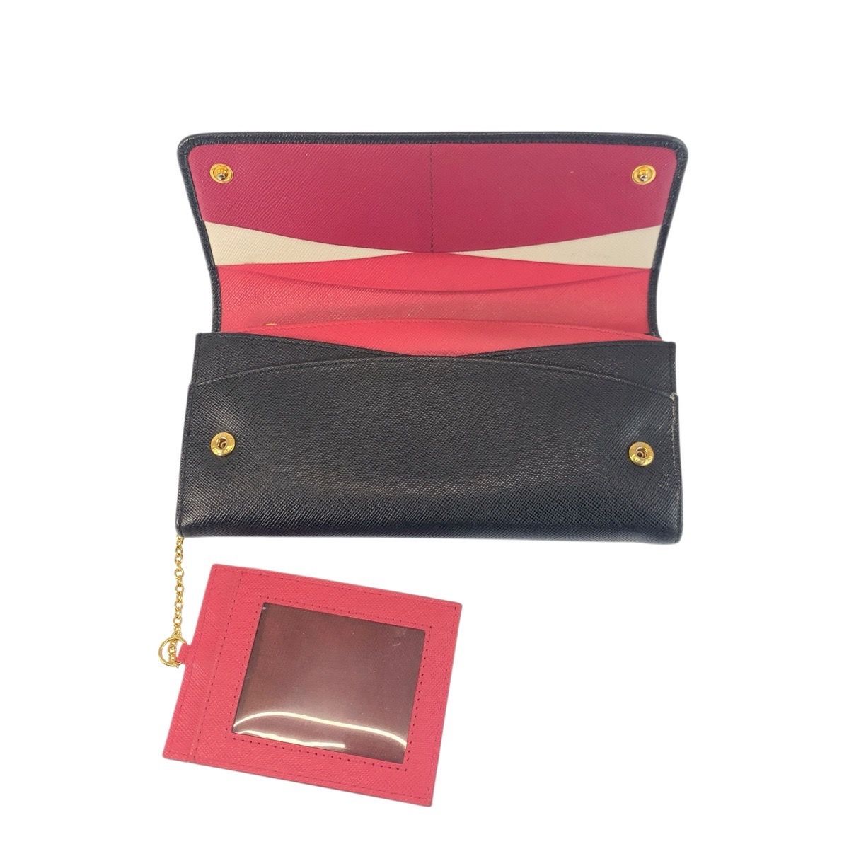 Prada Saffiano Black Pink Leather Wallet — view 4