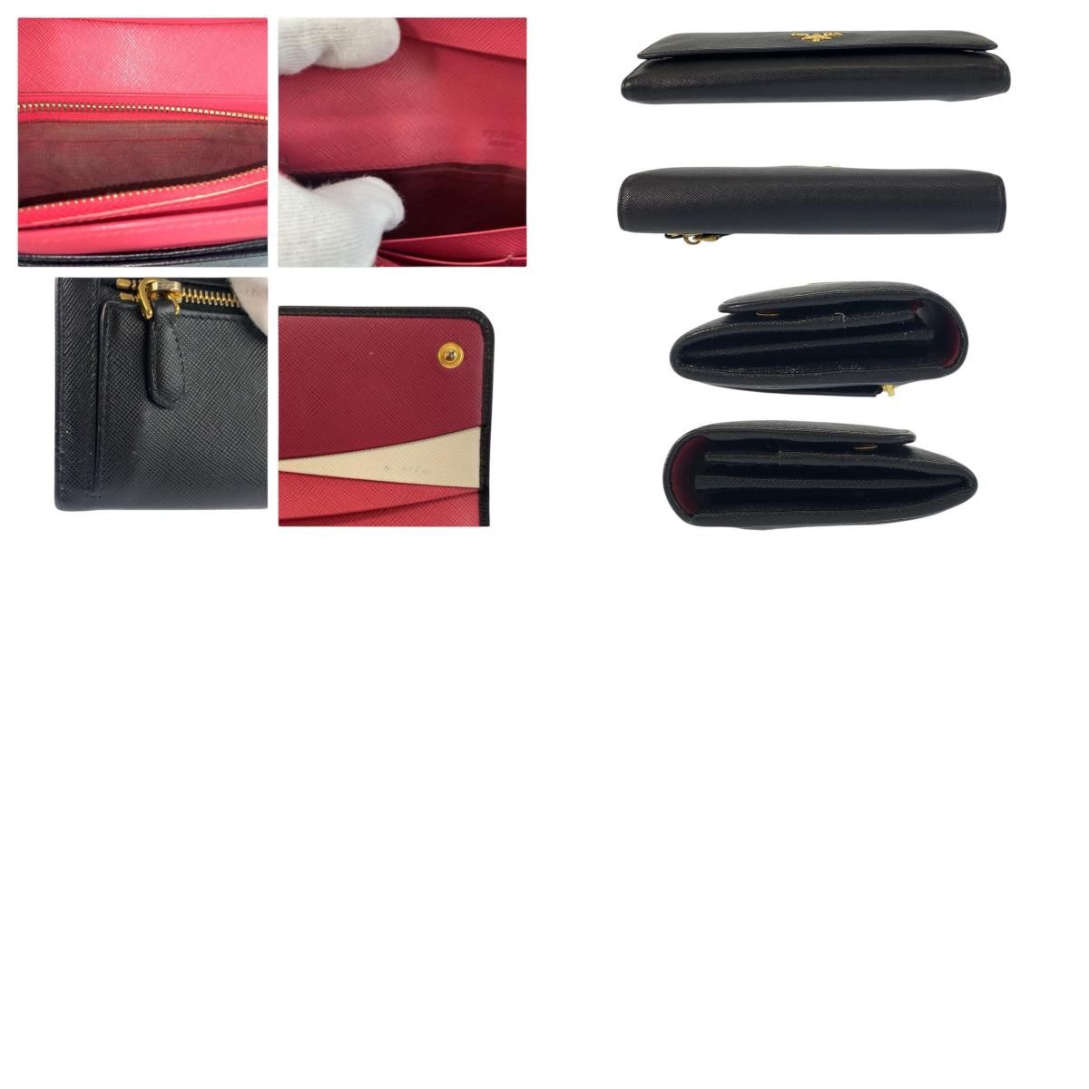 Prada Saffiano Black Pink Leather Wallet — view 9