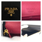 Prada Saffiano Black Pink Leather Wallet — view 3