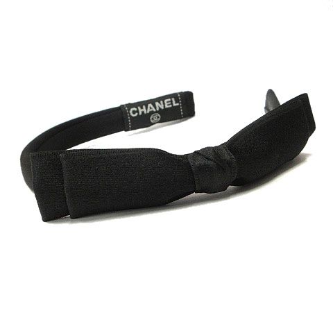 Chanel Ribbon Headband Satin Black Hair — view 3
