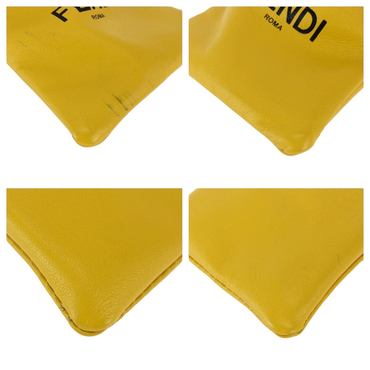 Fendi Yellow Black Gold Leather Pouch Phone — view 3