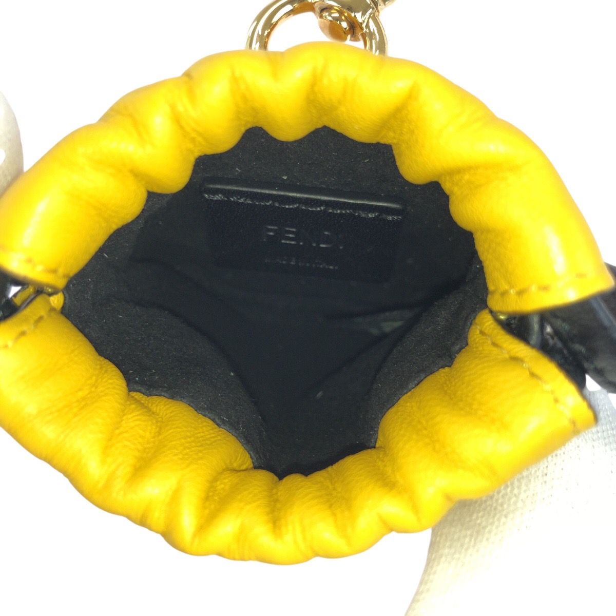 Fendi Yellow Black Gold Leather Pouch Phone — view 7