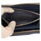 Prada Saffiano Navy Black Silver Leather Wallet — view 5