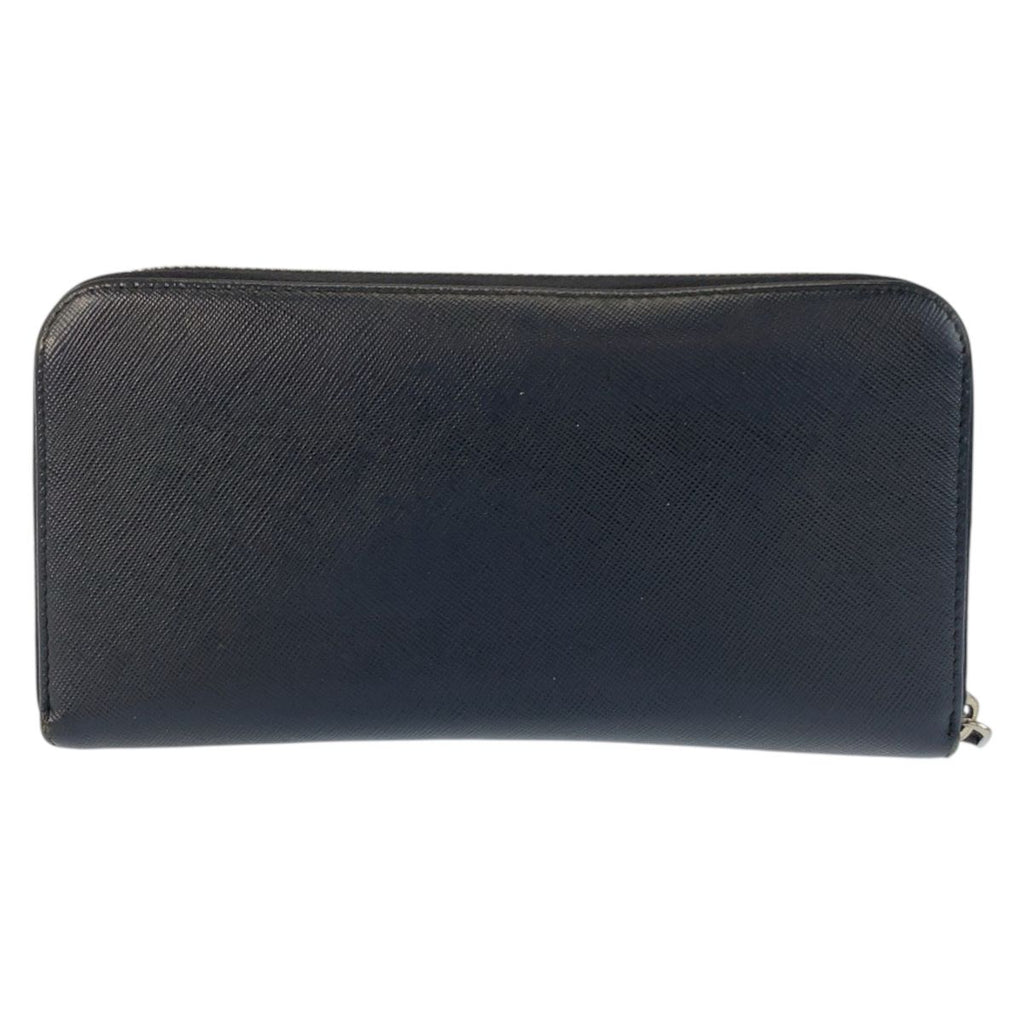 Prada Saffiano Navy Black Silver Leather Wallet — view 2