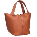 Hermes Picotin MM Taurillon Clemence Gold Handbag Brown — view 2