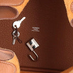 Hermes Picotin MM Taurillon Clemence Gold Handbag Brown — view 3