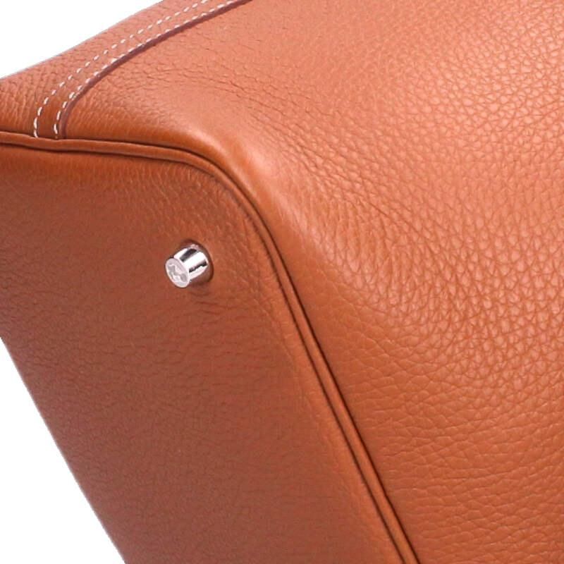 Hermes Picotin MM Taurillon Clemence Gold Handbag Brown — view 4