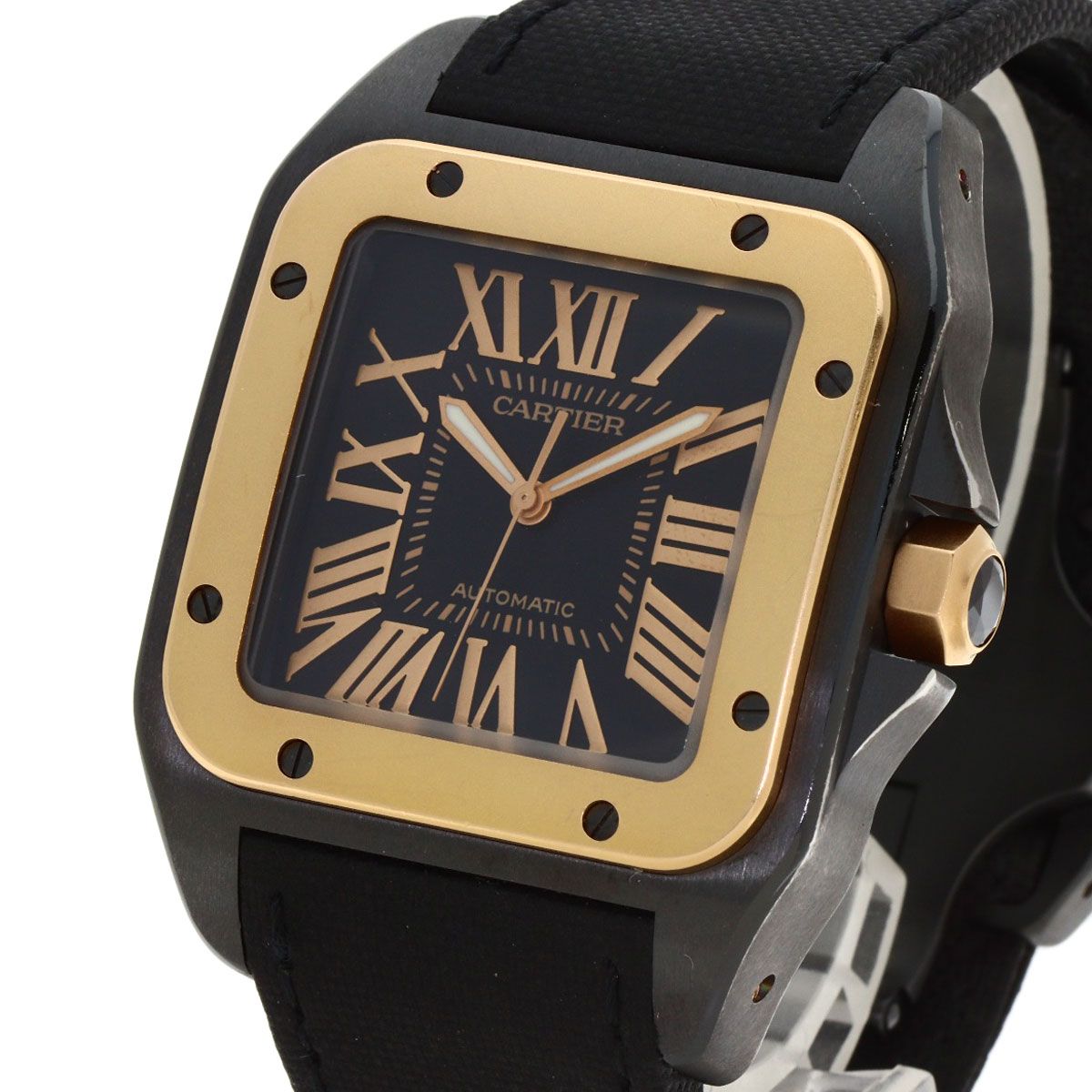 Cartier Santos Watch SS Fabric Leather — view 3