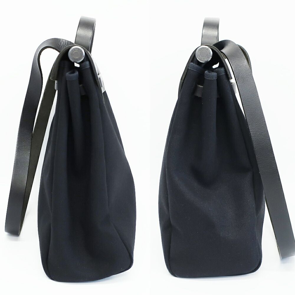 Hermes Herbag Shoulder Bag Black Silver — view 4