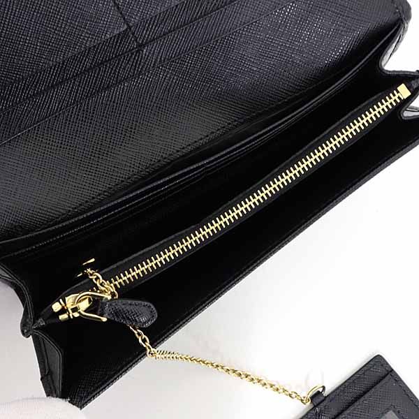 Prada Saffiano Leather Wallet with Pass Case Black — view 5